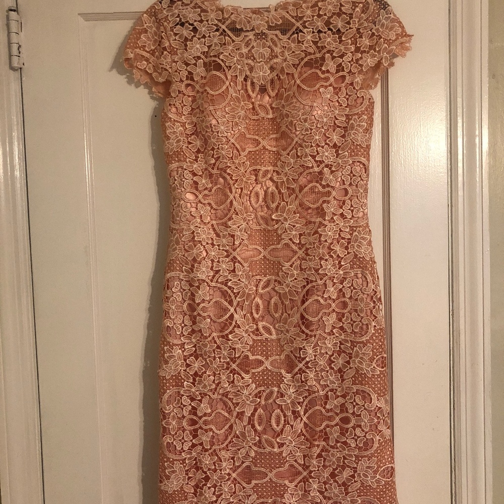 Pink lace short sleeve dress